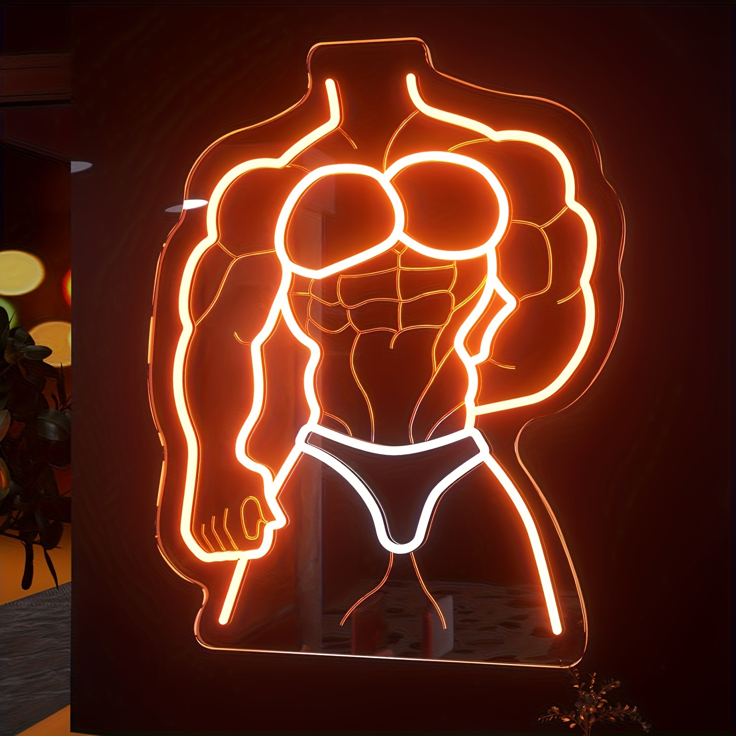 Home Gym Neon Sign - Letrero de neón de hombre musculoso,