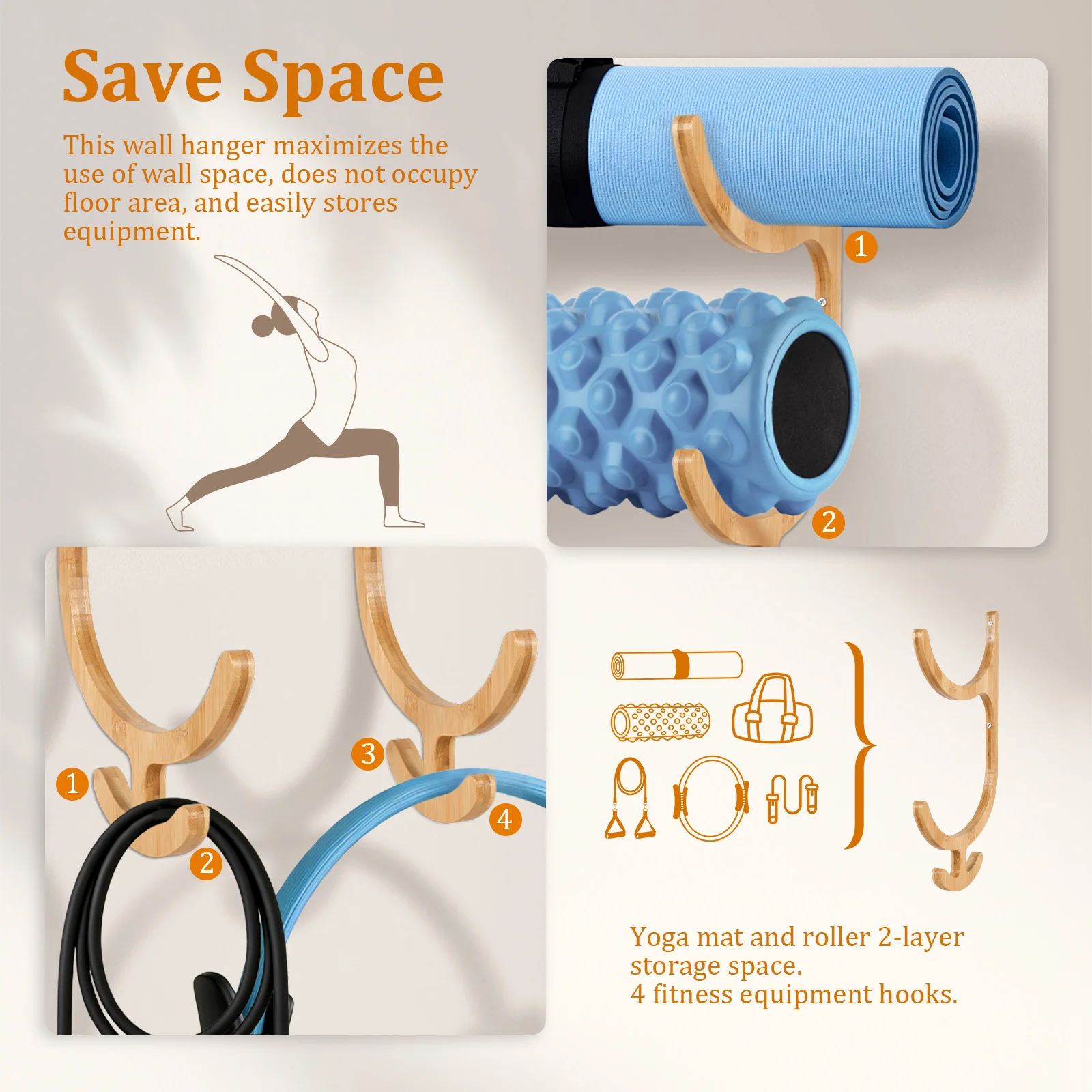 Soporte de pared para colchone - Home Gym Yoga Mat Storage reseña y precio
